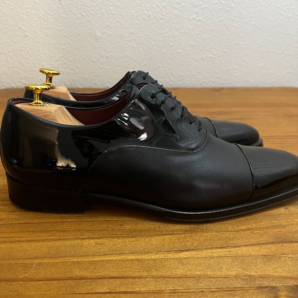 Magnanni Cesar Black Cap Toe Oxfords Leather Dress Shoe Size 10 USED ONCE